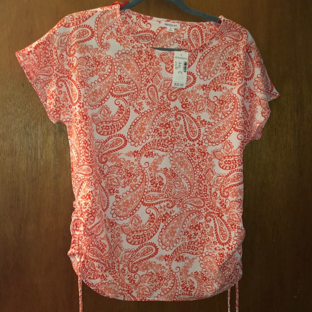 Orange & white paisley blouse